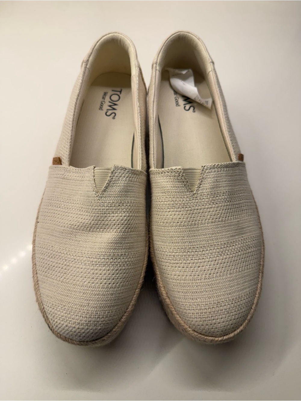 TOMS Cream Canvas Espadrille Slip-Ons only worn once
